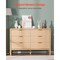 Light Wood MDF Drawer Dresser with Grooved Design, Metal Handles and Smooth Glides